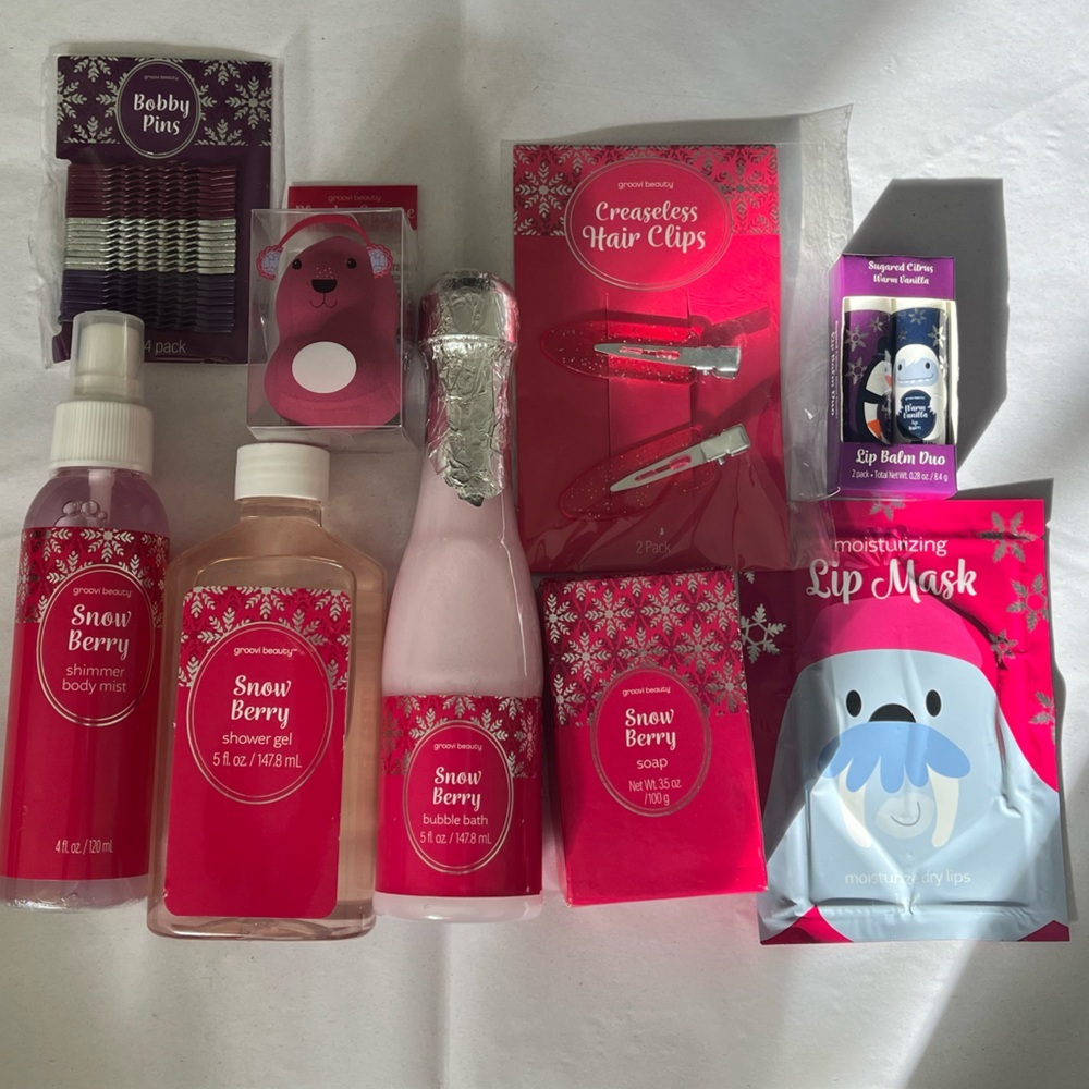 Lot of 9 selfcare Lip Balm Duo bubble bath shower gel by Groovi Beauty brand new